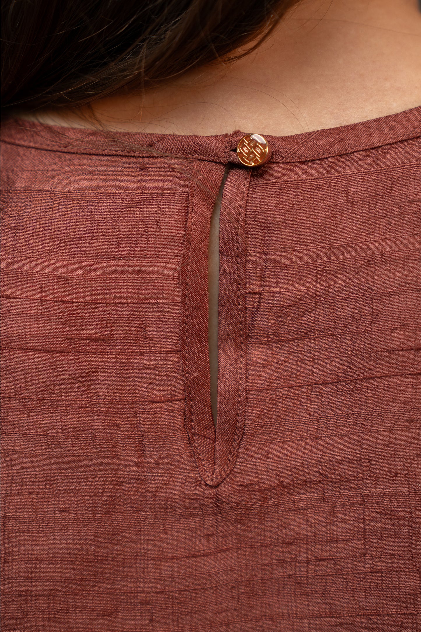 Pure Silk Mocha Brown Half Sleeve Blouse
