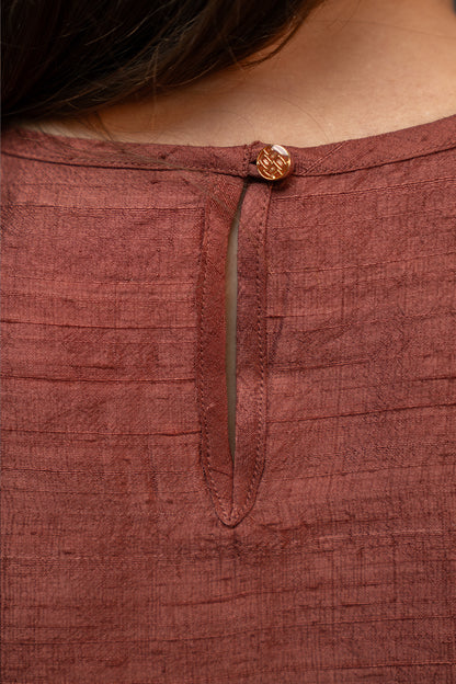 Pure Silk Mocha Brown Half Sleeve Blouse