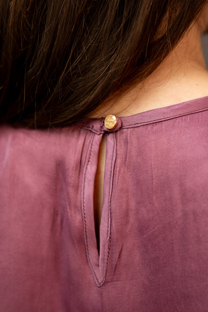 Pure Banana Silk Flowing Blouse In Mauve