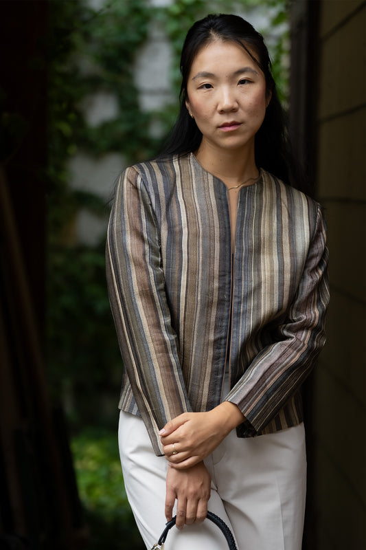 Striped Handwoven Pure Tussar Silk Jacket