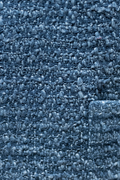 Handwoven Textured Wool Winter Jacket in Blue