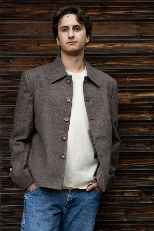 Brown Himalayan Yak Wool Handwoven Jacket