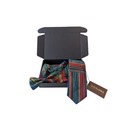 Raw Silk Tie Bundle | Suit Accessory Gift Box | Bow Tie | Pocket Square