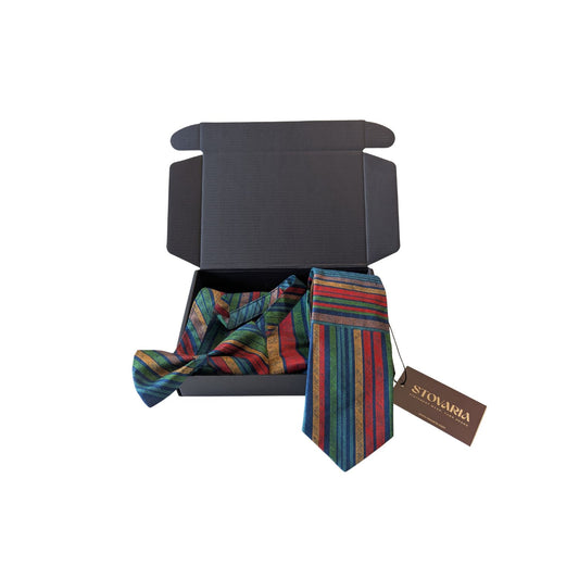 Raw Silk Tie Bundle | Suit Accessory Gift Box | Bow Tie | Pocket Square