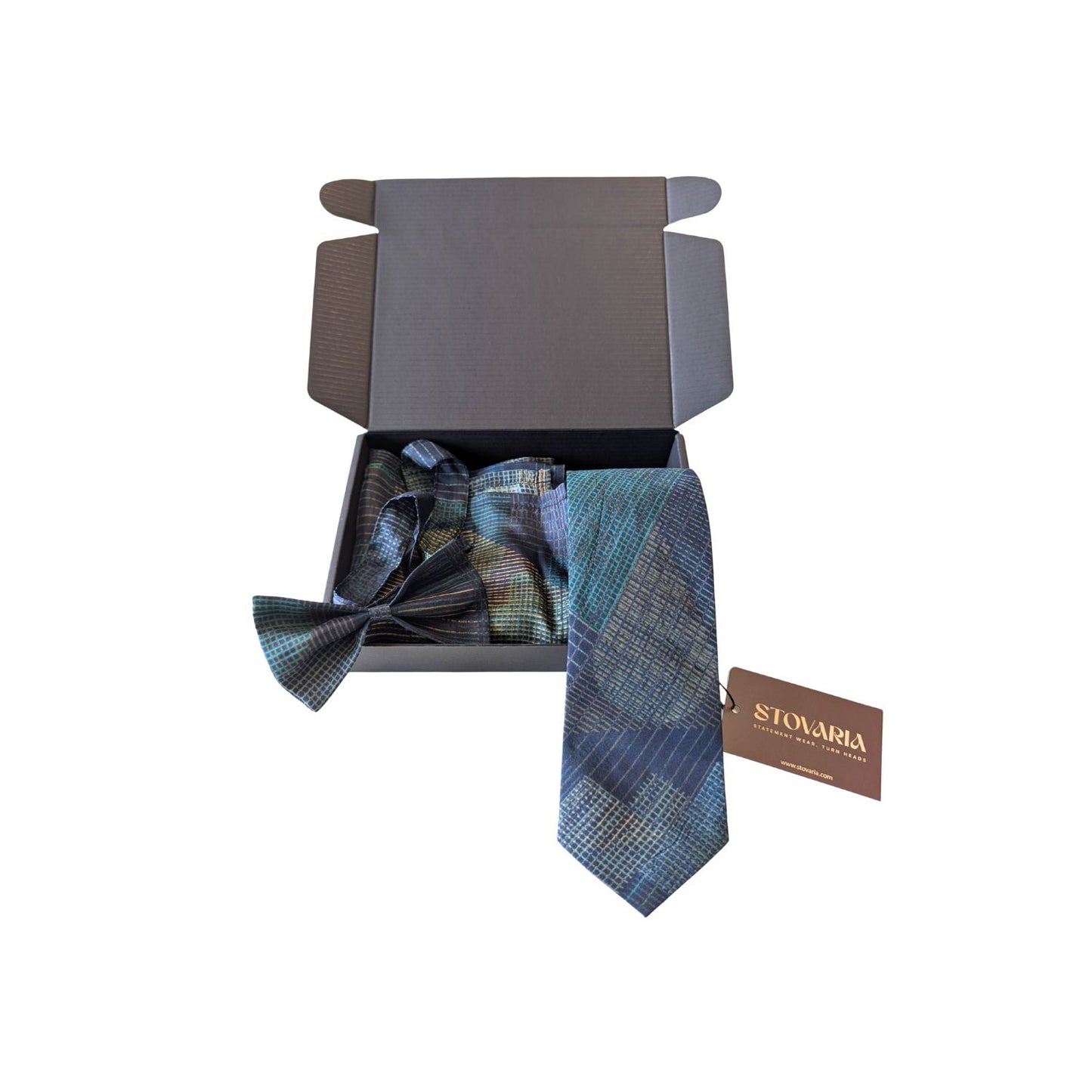 Pure Silk Tie Bundle | Suit Accessory Gift Box | Bow Tie | Pocket Square
