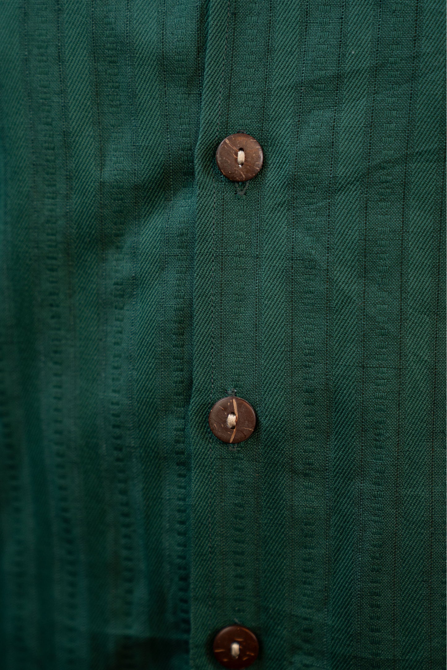 Handwoven Hemp Camp Collar Shirt in Forest Green