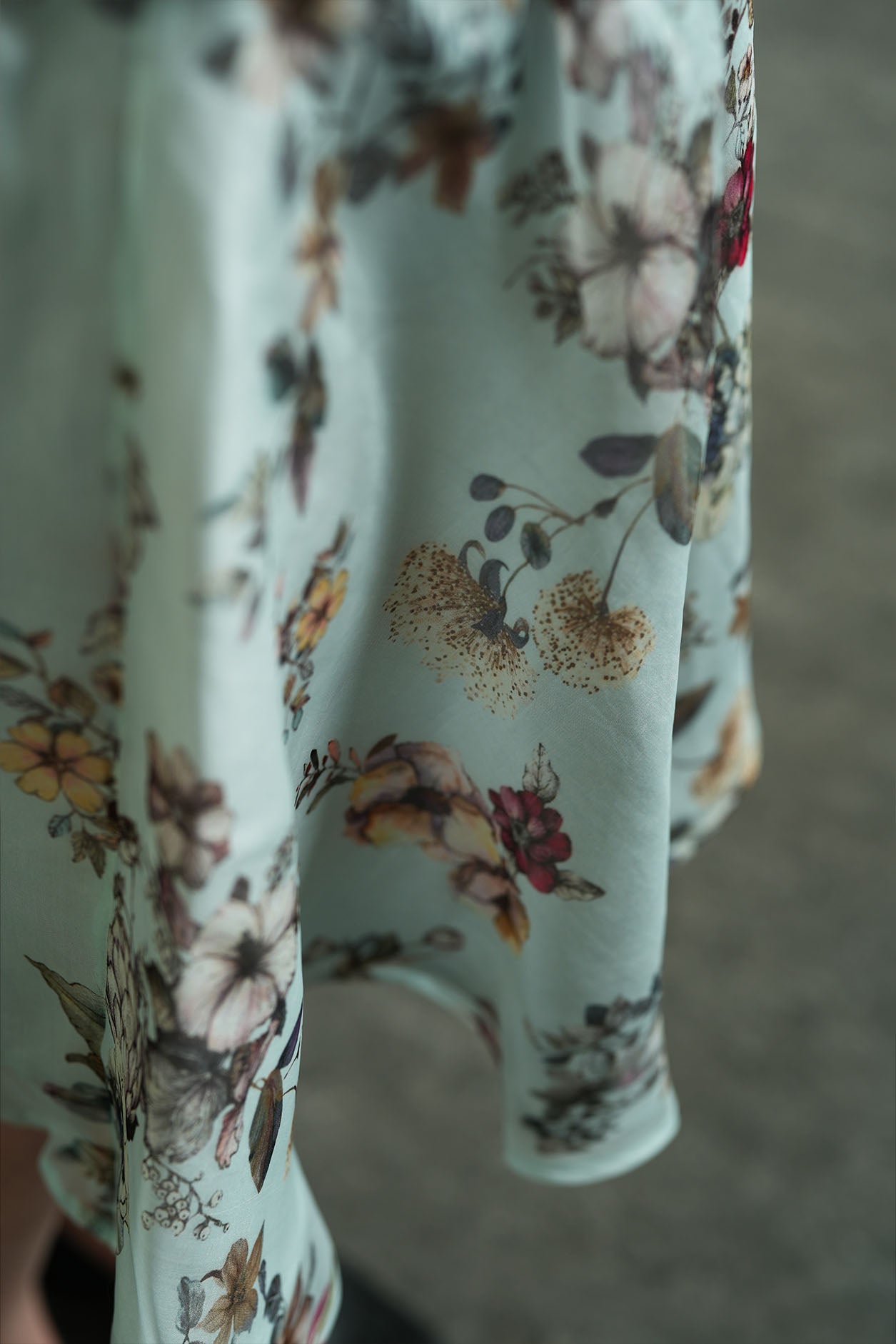 Dusk Blue Organza Silk Knee Length Skirt