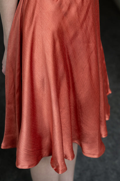 Orange Peel Silk Knee Length Skirt