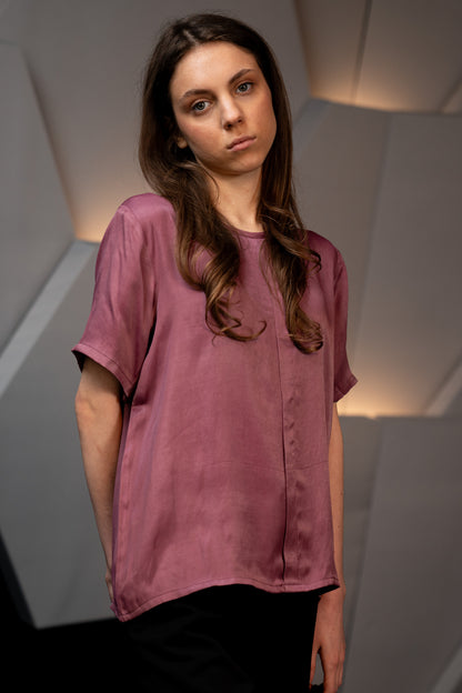Pure Banana Silk Flowing Blouse In Mauve