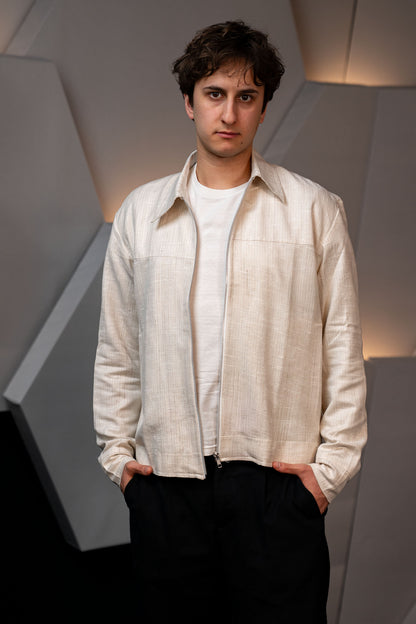 Handwoven Jute and Raw Silk Blend Jacket